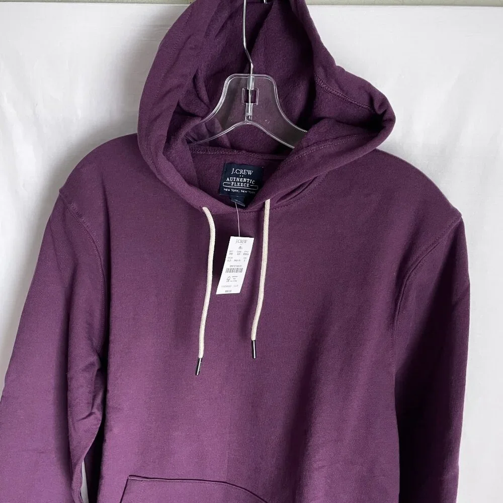 NWT J. Crew Mens Giza Fleece Hoodie Size S Purple Unisex